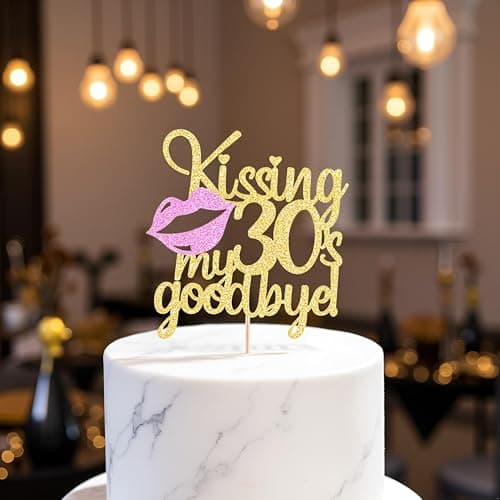 Kaoenla Kissing My 30s Goodbye Cake Topper Cake Topper Decorations for Birthday Theme PicksHappy 30th Birthday Cake Decor Cheers to 30 Years 30 Anniversary Party Decoration Supplies