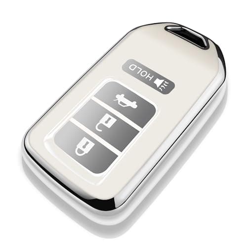 Tukellen for Honda Key Fob Cover Premium Soft TPU Full Protection Key Fob Case for Honda Accord Civic CRV Pilot Ridgeline Odyssey Passport Smart Remote Key Protector 4 Buttons White