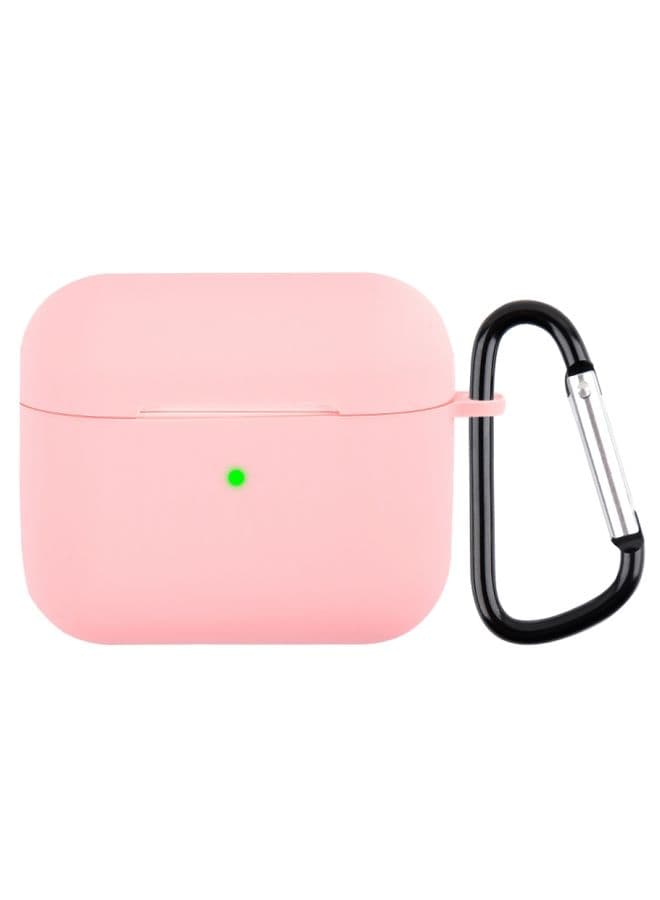 Case Cover Wireless Earphone Silicone Protective Case with Carabiner For AirPods 3 Pink