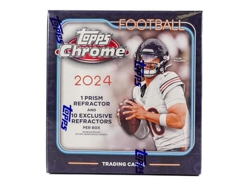 2024 Topps Chrome Football 7Pack Trading Card Mega Box 1 Prism Refractor Ten Rookies Per Box