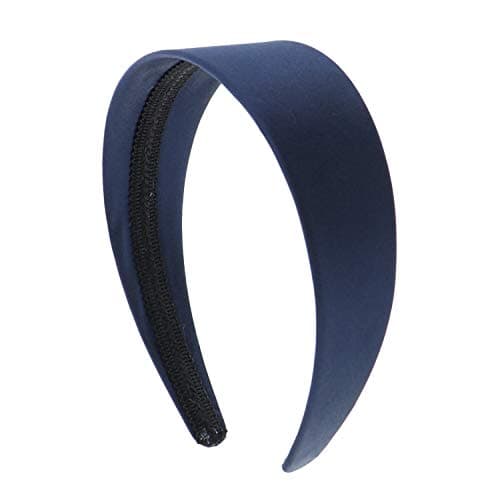 Motique Accessories Navy 2 Inch Wide Satin Hard Headband with No Teeth Head band for Women and Girls