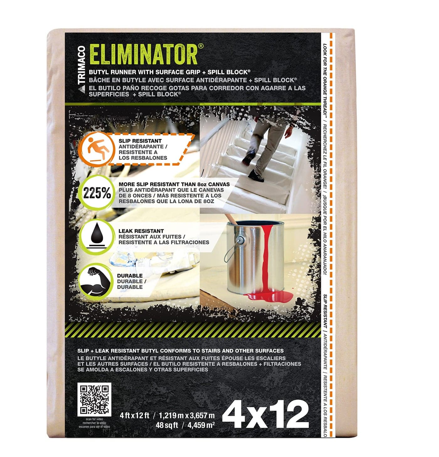Trimaco Eliminator Butyl Drop Cloth, 4-feet x 12-feet