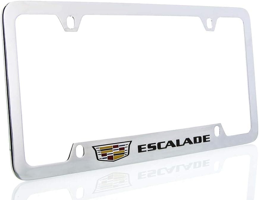 Cadillac Escalade Wordmark with Crest Logo License Plate Frame Holder
