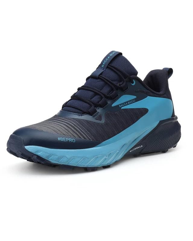 Bacca Bucci TrekZON Men’s Outdoor Trekking & Trail Running Shoes with AllTerraX Grip Outsole Carbon Navy Blue UK 8