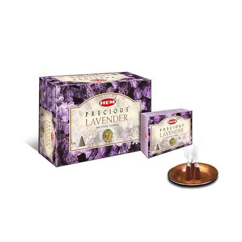 Hem Precious Lavender Incense Cones | Handcrafted Lavender Fragrance for Home Freshness, Positive Energy & Meditation | Low Smoke, Long-Lasting Aroma | Burns 25-30 Min | Pack of 12 (10 Cones Each)