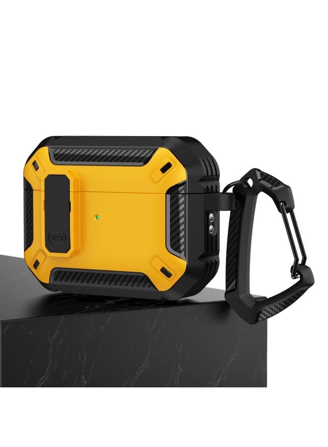 Case Cover For AirPods Pro 2 Shield Shockproof Earphone Protective Case with Hook Black Yellow