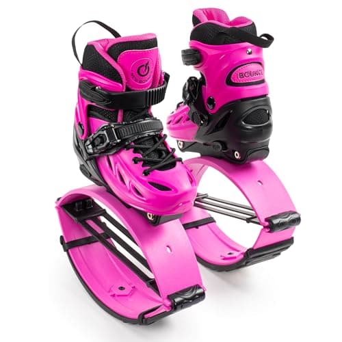 New Bounce Jumping Shoes for Kids - Premium Moon Boots - Durable Kangaroo Jumpers - Strong, Safe and Adjustable Fit, Perfect for Exercise and Fun - New & Improved Edition (Small,Pink)