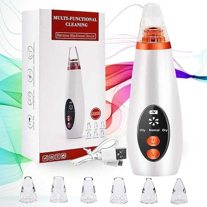 Revin Enterprise USB Rechargeable 6 in 1 MultiFunctional Cleaning Blackhead Remover Whitehead Extractor Remover Device Acne Pimple Pore Cleaner Vacuum Suction Tool for Unisex Derma Suction 6 in 1
