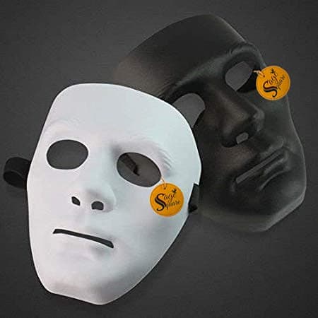 Sage Square Stoneman Party Masks (Black & White) Pack of 2