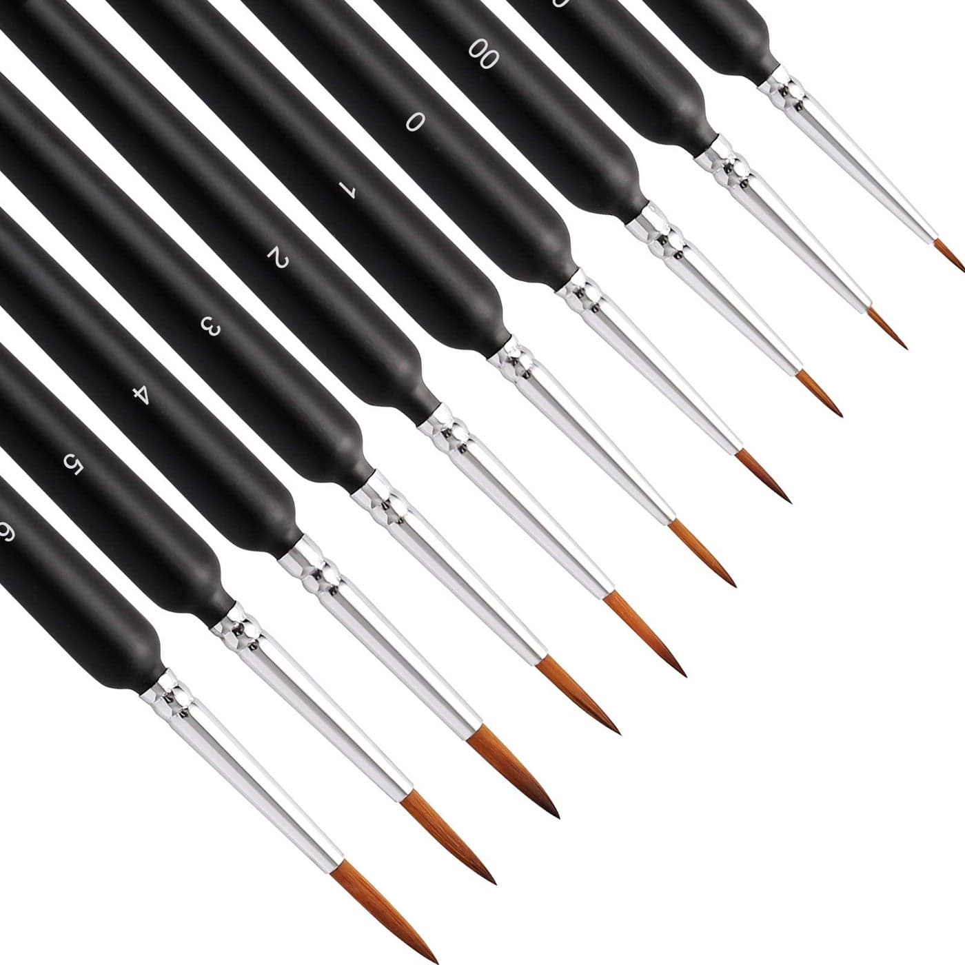 10Pcs Detail Paint Brushes Fine Tip Pain Brush Set Miniature Model Painting Brush for Acrylic Watercolor Oil Face Nail Scale Model Painting Line Drawing