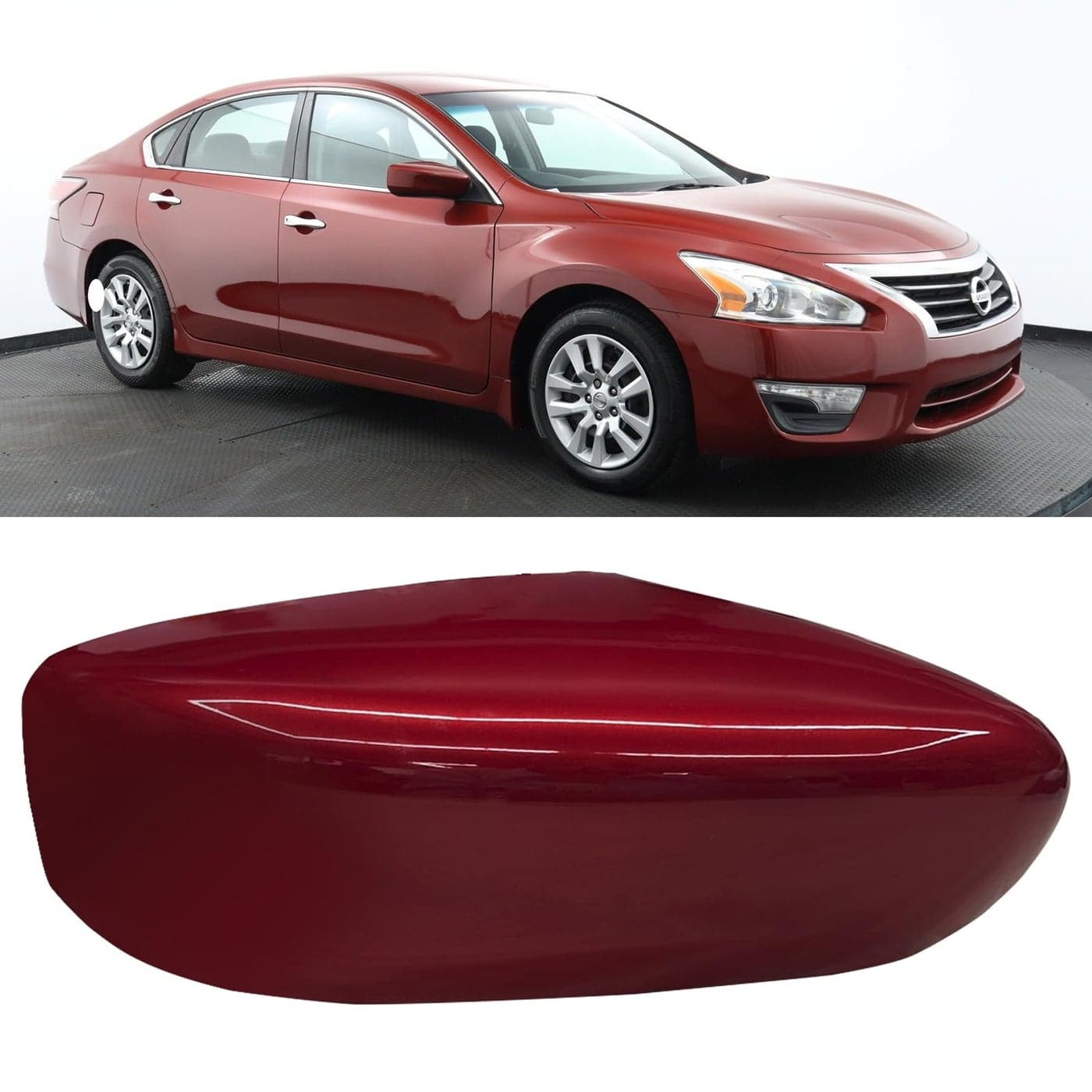 Moonlinks Compatible with Nissan Altima Mirror Cover Replacement 2013 2014 2015 2016 2017 2018 Red Mirror Cap Trim Without Turn Signal Light for Right Passenger Side