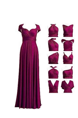 Women's Bridesmaid Wedding Evening Party Maxi Wrap Dress Infinity Convertible Plus Size Dress Plum