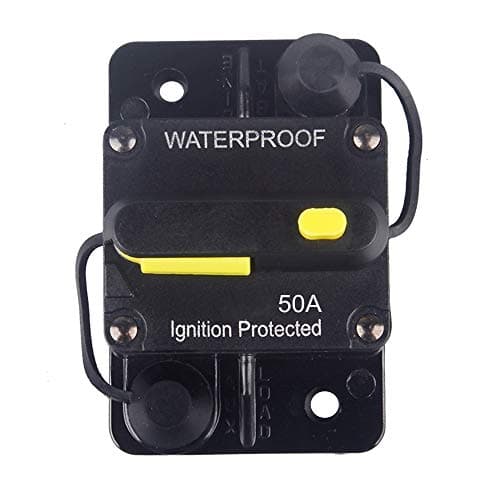 OUHL 50 Amp Circuit Breaker 12V- 48V DC Manual Reset Fuse for Trolling Motor Rv Marine Boat Vehicles System Protection Waterproof (50A)