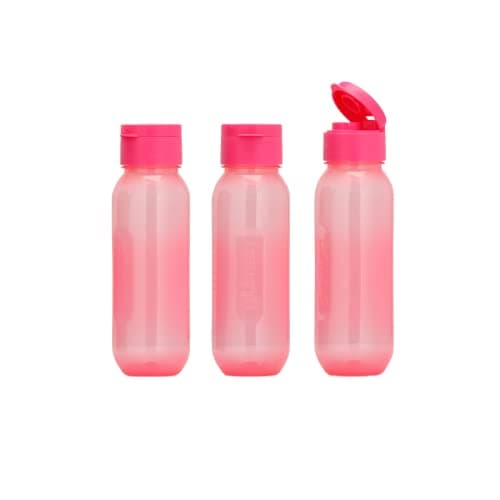 Gluman 500 ml Leak proof Plastic Claro Mini Spout Water Bottle Set of 3 | Flip-Top Spout Lid Plastic | Anti-Bacterial & BPA Free | 100% Food Grade | Ideal for Gym, Travel, School, Office, Kids - Pink