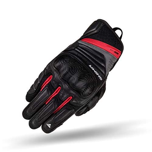 SHIMA Rush Motorcycle Gloves Men Leather Textile Short Summer Biker Armoured Protectors Motorbike Perforated Ventilated Touchscreen Motorsport Glove Lightweight Motocross (Mens, Red, L)