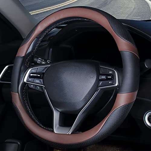 Coofig Car Steering Wheel Cover with Durable PU Leather Universal 19 inch Fit for Car Truck SUV Breathable Anti Slip Auto Steering Wheel Covers for Men and Women
