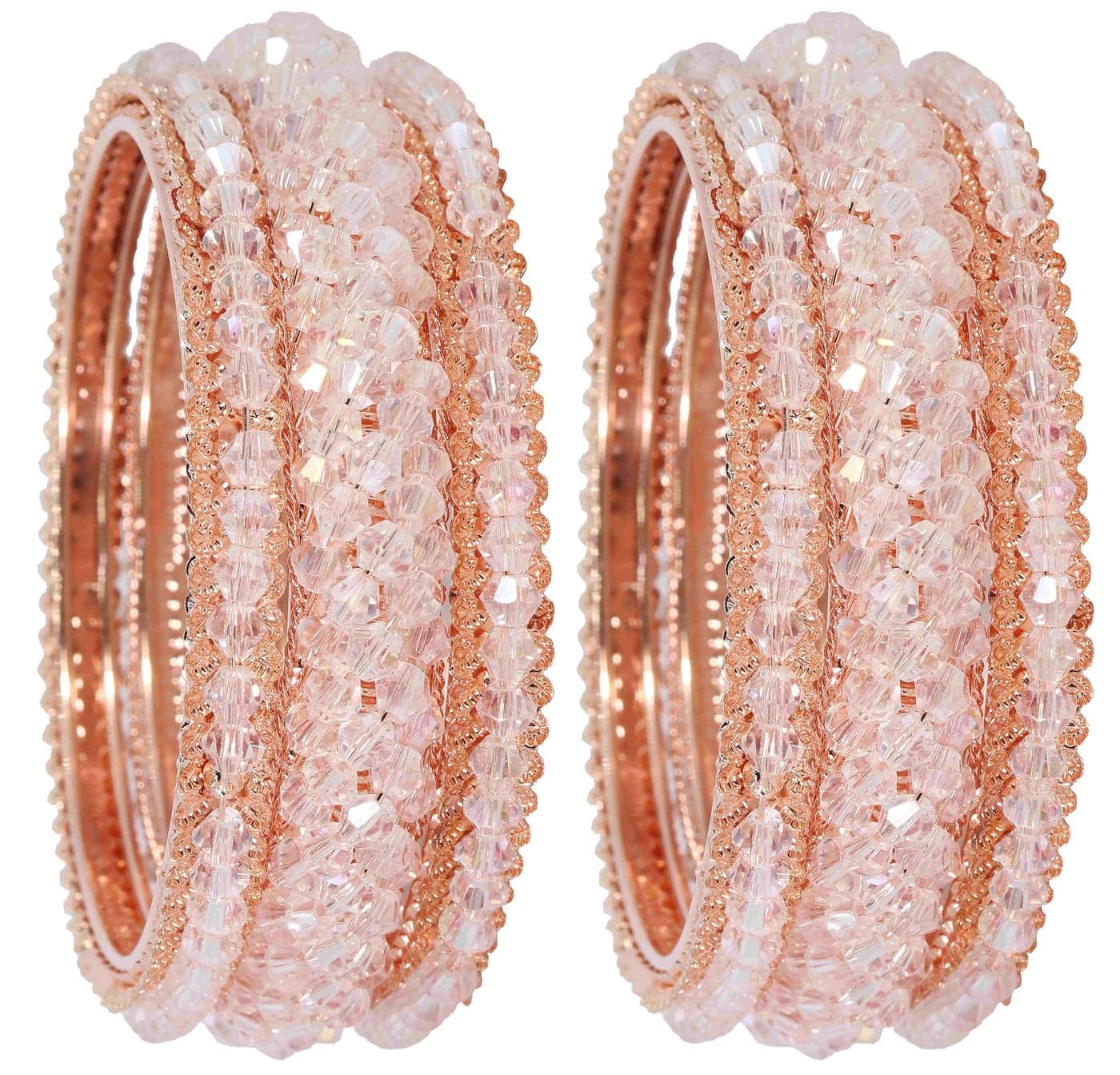 NMII Stylish Pearls Alloy Metal Kada Bangles Set For Women and Girls | Fancy Metal Bangles | Trendy Design Bangles For Girls | Wedding, Party, Shadi Fashion Jewellery Cream bangles (MAH66-Cream-2.6)