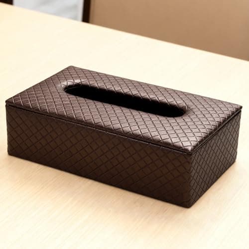 Encasa XO Leather Tissue Paper Holder Box | Rectangular Tissue Paper Dispenser with Magnetic Lid for Home, Office Desk Napkin Holder, Dining Table & Car Dashboard | Cream - 9"x5"x2.5" (Pack of 1)