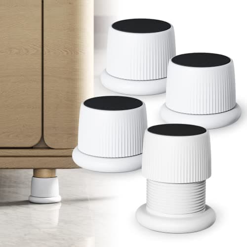 xuenair Adjustable Furniture Risers, 1.6-2.6 inch Bed Risers White, Durable Plastic and Anti Slip Couch Risers 2 inch for Sofa Bed Table and Chair Lifts(White - 4 pcs)
