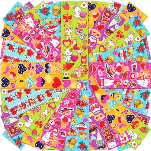 Benresive 2020 Pcs Valentines Day Stickers for Kids Classroom 120 Sheet Cute Water Bottle Stickers Valentines Party Favors Bulk Gifts for Kids Classroom Pack