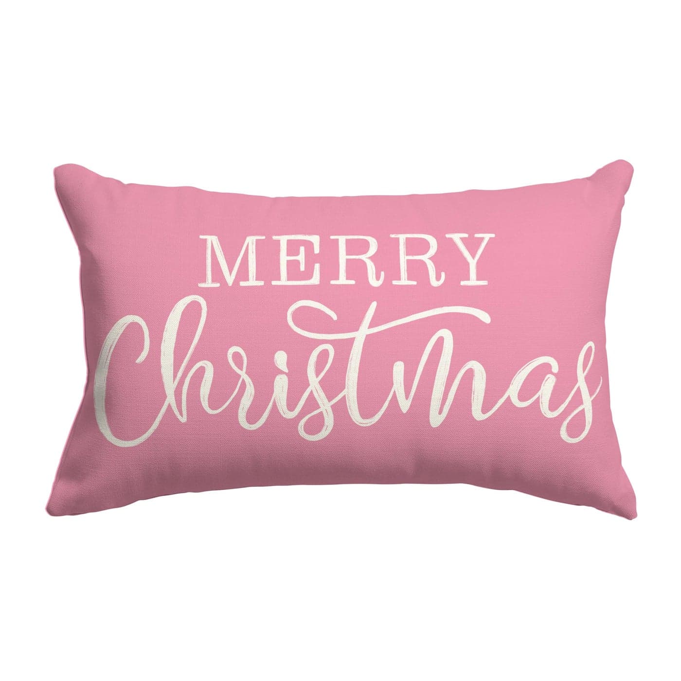 LOMCHEN Pink Christmas Lumbar Pillow Cover 12x20 Inches for Xmas Decorations Merry Christmas Throw Pillow Covers Winter Holiday Cushion Case Decoration for Sofa Couch