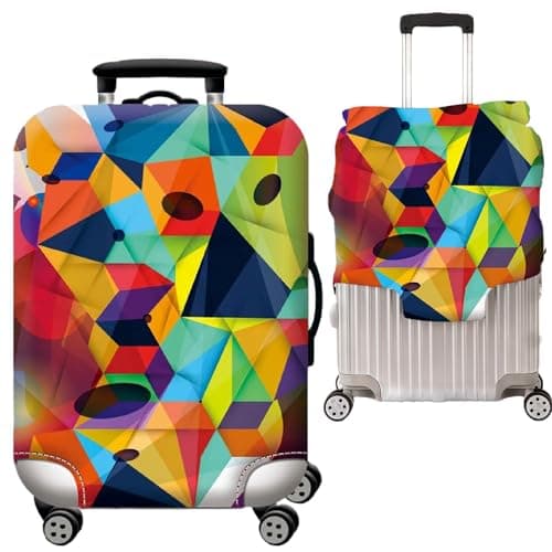 Handcuffs Luggage Cover Trolley Travel Covers, Washable Dust Proof Anti-Scratch Suitcase Protector (Multicolour-Geometric, M (23"-26"))