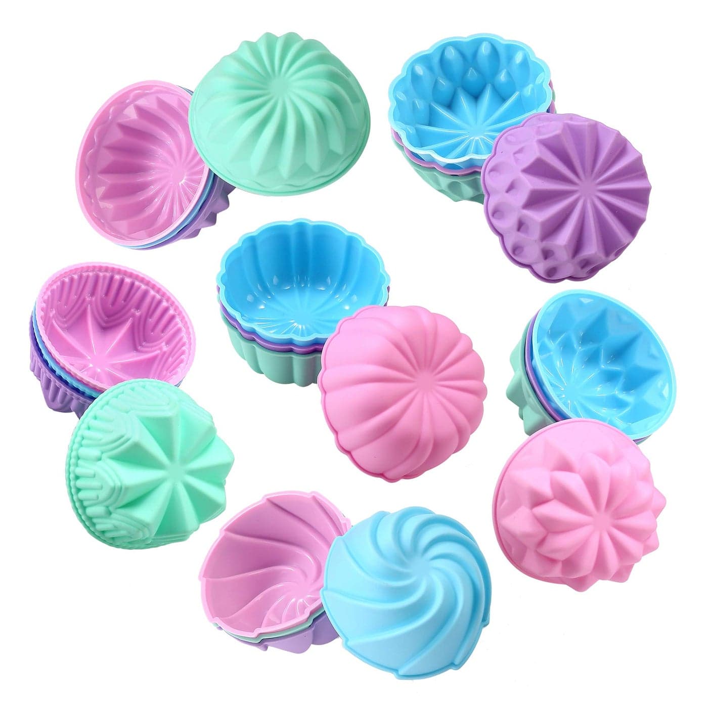 To encounter Silicone Cupcake Baking Cups Food Grade NonStick Silicone Muffin Liners Reusable 3 Inch Silicone Molds 6 Shapes Pack of 24