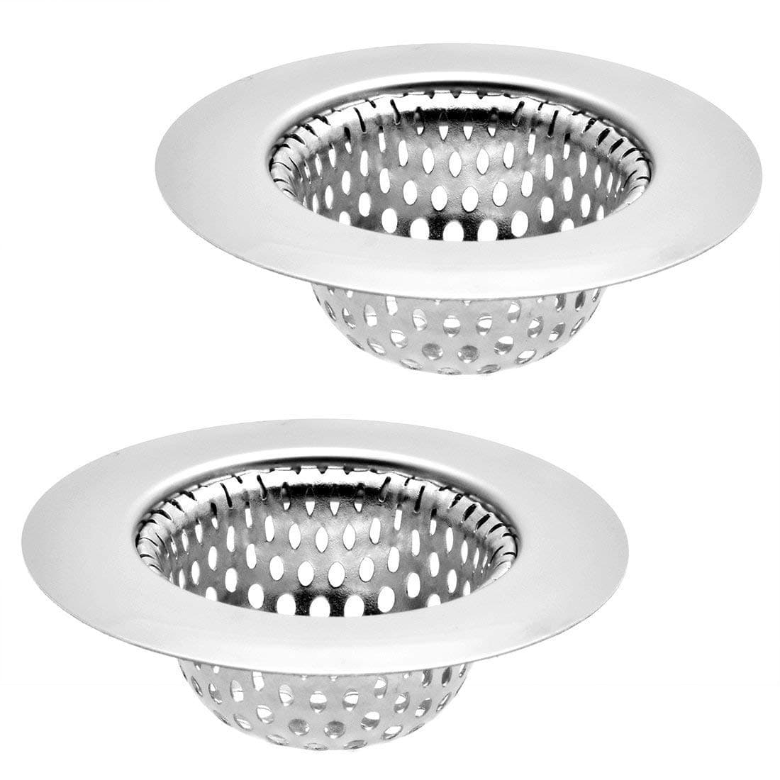 2 Pack 275 Top 15 Basket Stainless Steel Slop Utility Kitchen and Bathroom Sink Strainer 18 Holes