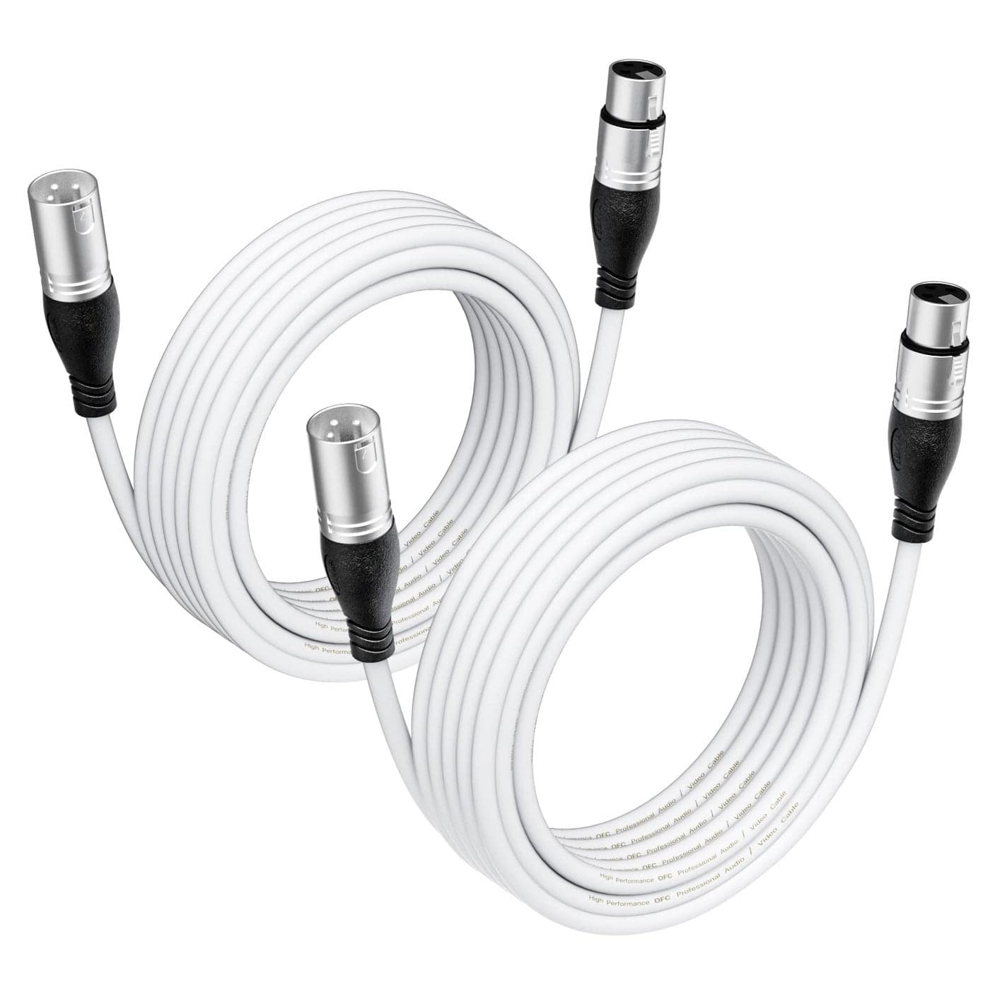 EBXYA XLR Cable 10 Ft 2 Packs Premium Microphone Cable Patch Speaker Cable 3Pin XLR Male to Female White