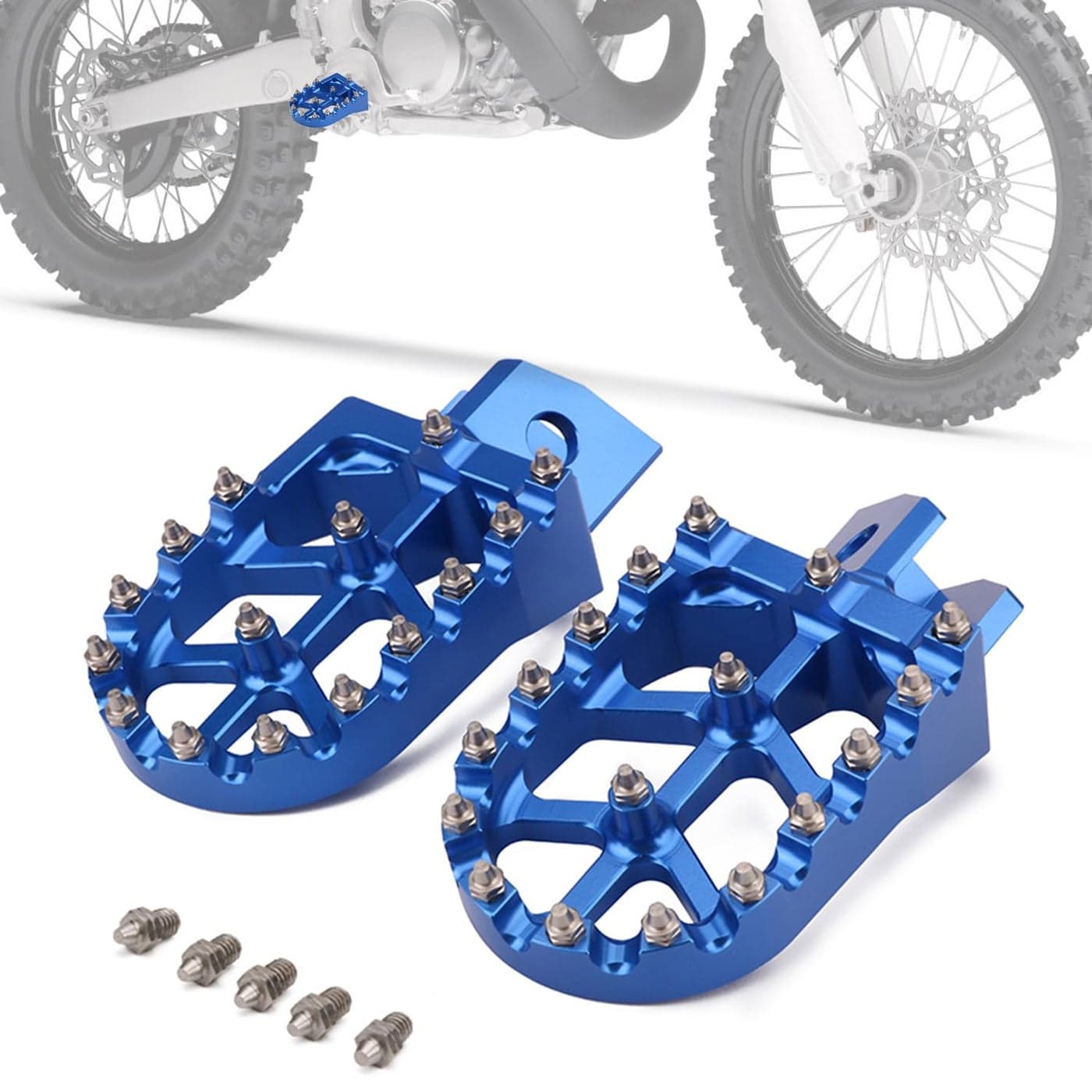 IUVWISN Dirt Bike Foot PegsMotorcycle Footpegs Wider Foot Pegs Rest Pedal CNC for YZ125 YZ250 8796 XT250 0819 2123 YZ80 9601 TTR 90 0007 TTR 110 0809 TTR 125 0004 TTR 250 0006 Blue