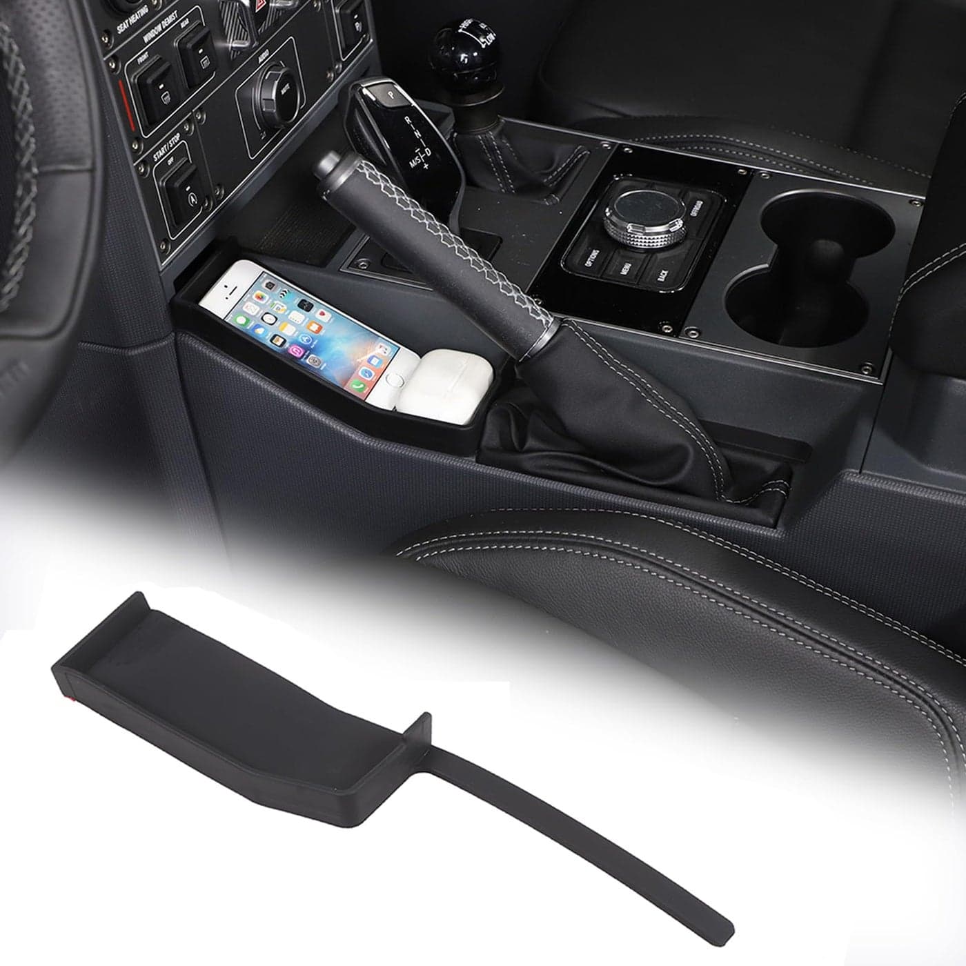 Tumukiw Center Console Organizer Compatible with INEOS Grenadier 20202024 Handbrake Storage Organizer ABS Material Insert Tray Accessories Black