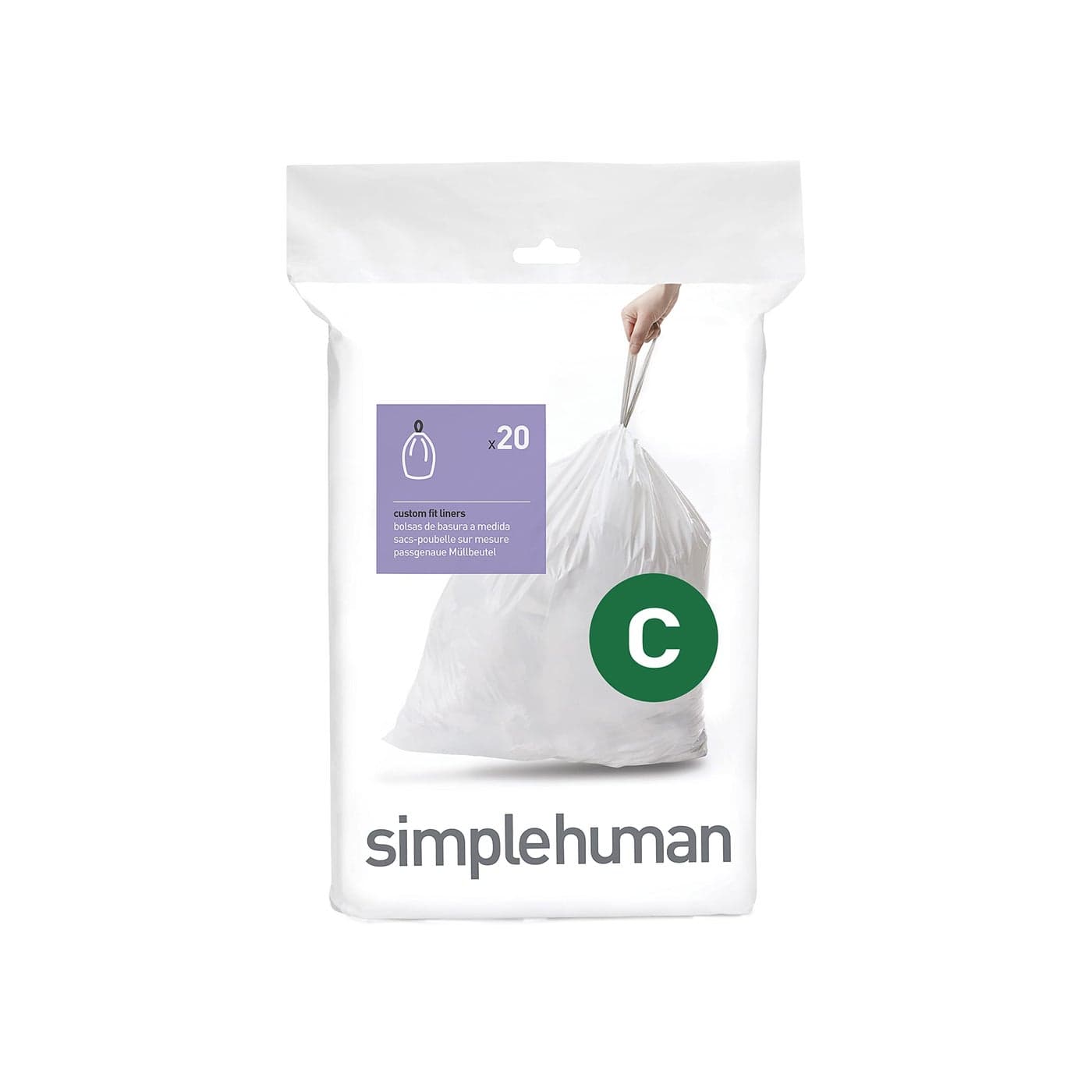 simplehuman Trash Can Liner C 1012 Liters2632 Gallons 20Count Bags Pack of 3