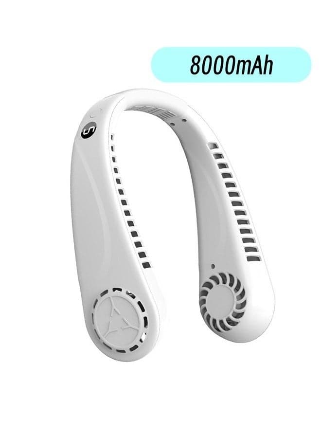 Portable Fan Portable Neck Fan Rechargeable Fan 8000 Mah Super Battery Life 5 Levels Of Strong Wind Adjustment Silicone Neck Fan Outdoor Air Conditioning Fan