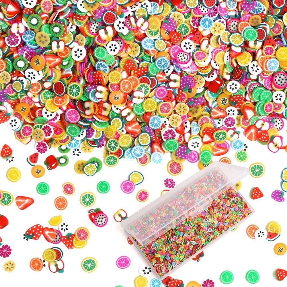 CCINEE 3D Fruit Nail SlicesAssorted Polymer Clay Slime Slices Bulk for DIY Crafts Supplies4000PCS14 Inch