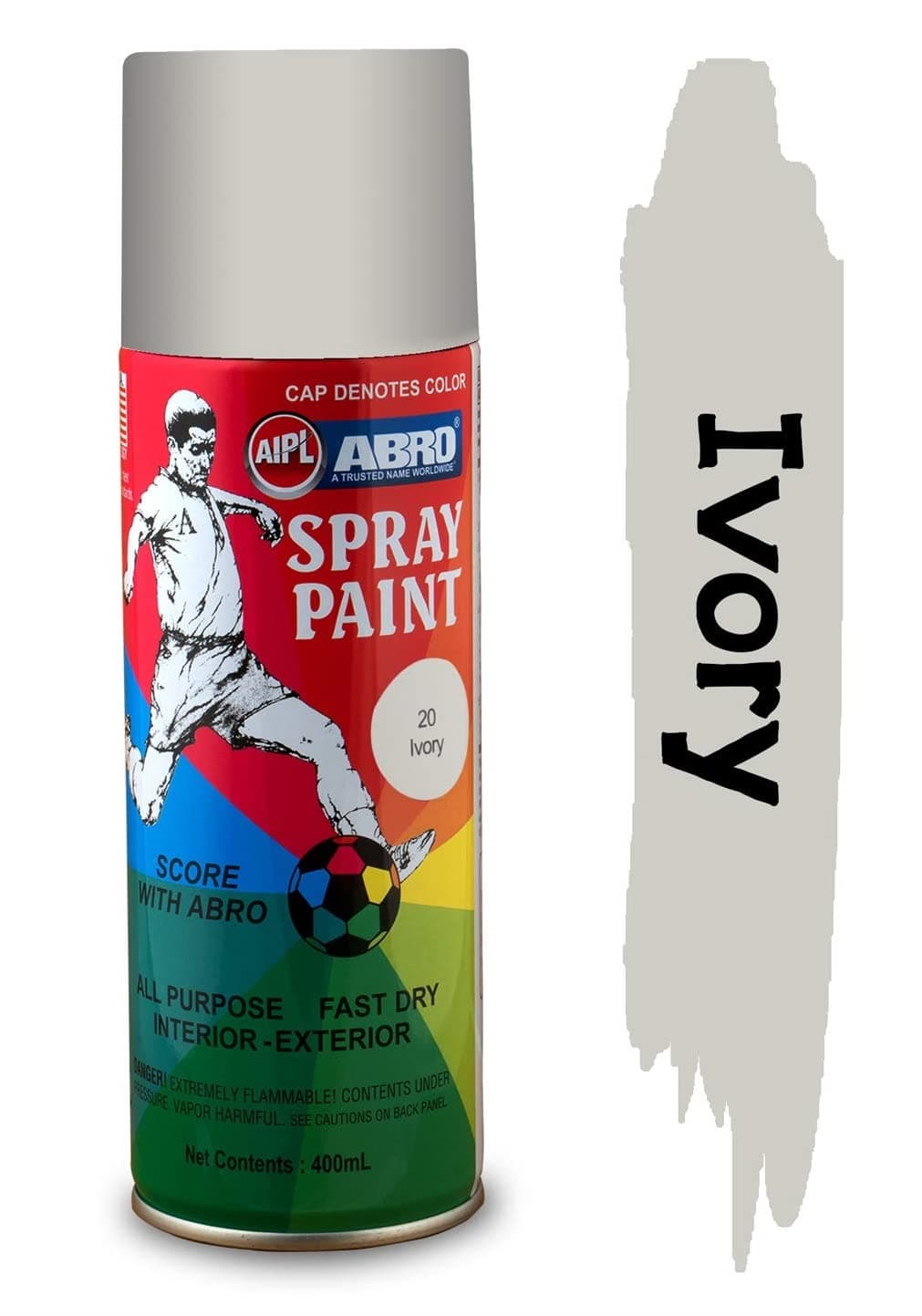 ABRO SP-20 Multipurpose Colour Spray Paint Can for Cars and Bikes (Ivory, 400ml)