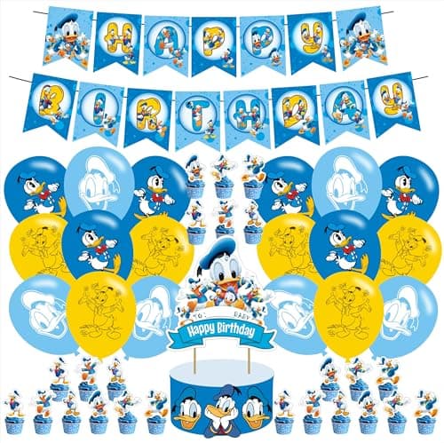 Donald Cartoon Duck Party Decorations Duck Balloons For Birthday PartyCake Topper Birthday Decorations For GirlGirl Boys Party Supplies