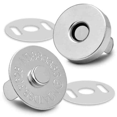 CooBigo 24Sets Magnetic Snaps for Purse Closures 18mm Magnetic Fastener Replacement Kit Magnetic Snaps for Purses and Totes Clothing Bag DIY Craft Silver