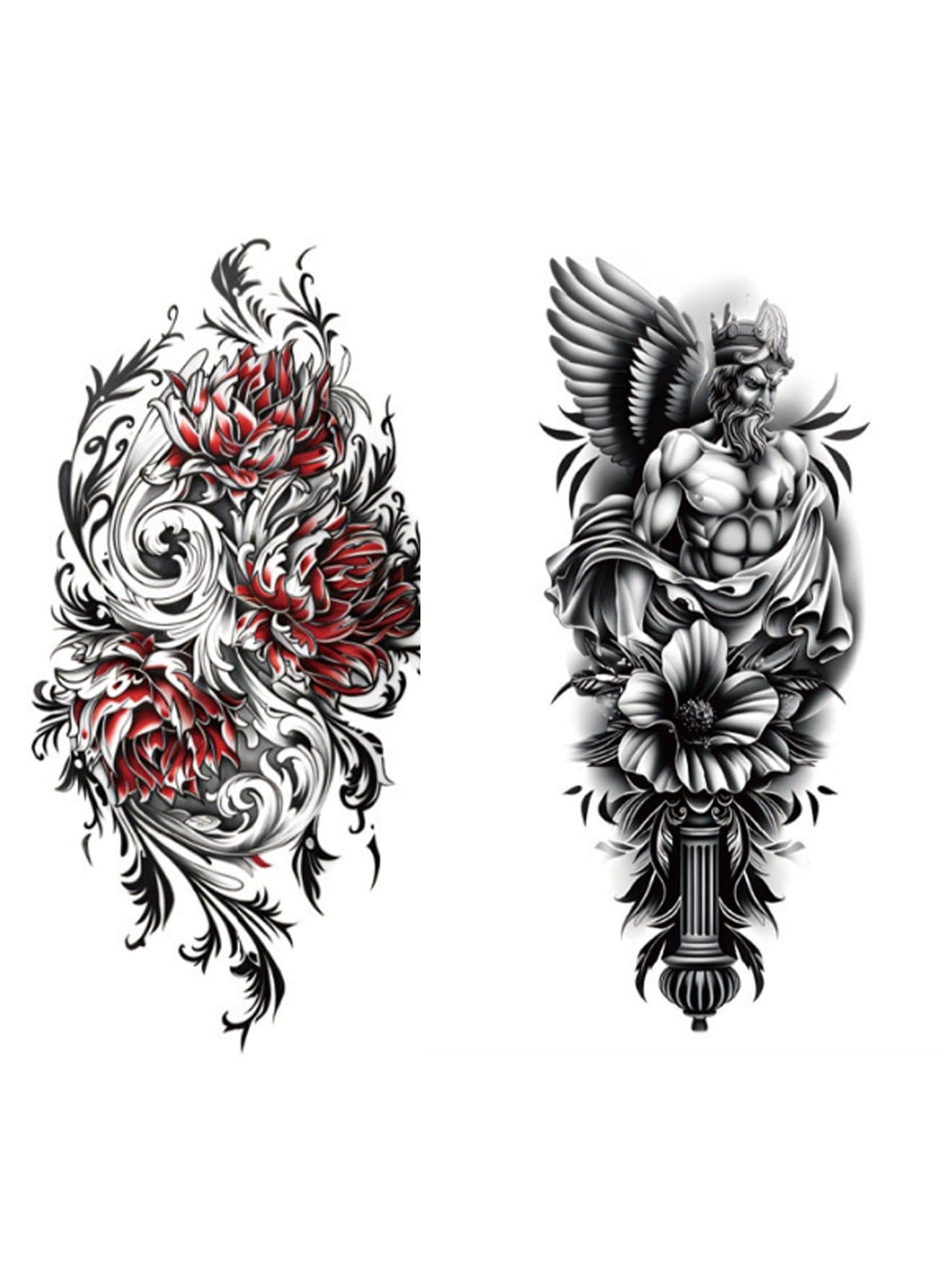 2 Geometric Waterproof Temporary Tattoo Stickers Herbal Tattoo Stickers Juice Semi-Permanent Waterproof And Sweat-Proof Black Tattoo Stickers (645-646)