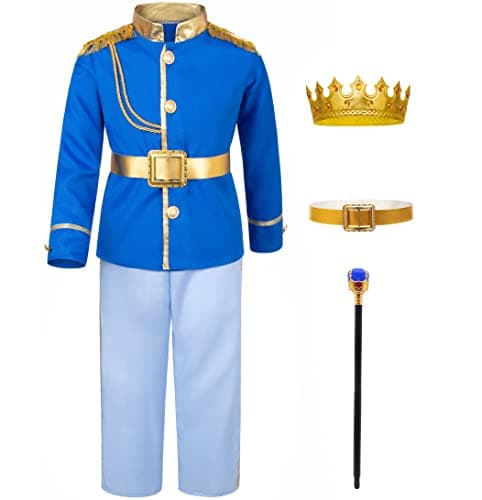 Prince Charming Costume for Kids Boys Royal Prince King Outfit Party Cosplay 46T Blue