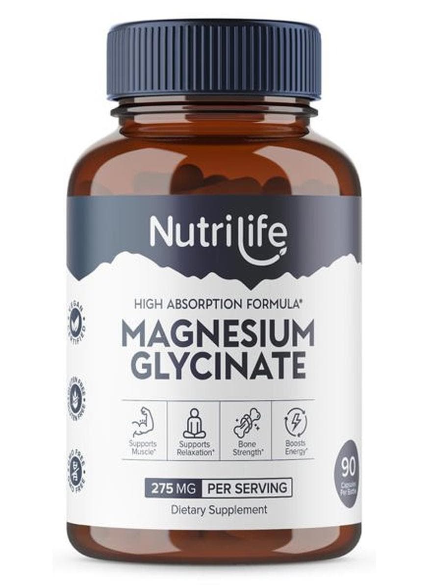 Magnesium Glycinate 275 mg – High Absorption Magnesium Supplement – Supports Muscle & Nerve Health, Stress Relief & Better Sleep – 90 Vegan Capsules – Non-GMO, Gluten-Free, Made in USA