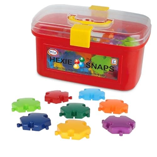 Hexie-Snaps Construction Toy Set with 92 Pieces and Carrying Case, STEM Learning Kit