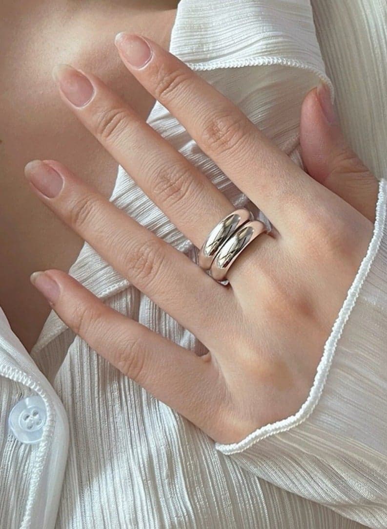 S999 pure silver loach backlit ring for women, Korean minimalist ins, niche design, versatile, plain circle, foot silver ring
