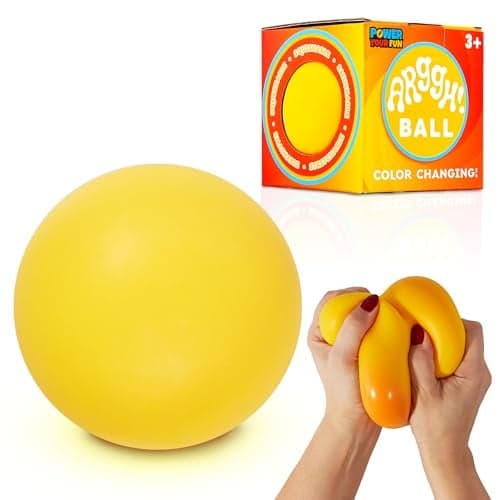 Power Your Fun Arggh Stress Ball for Adults and Kids 375 Inch Large Tension Relief Ball Fidget Toy ColorChanging Stress Relief Squeeze Sensory Balls Big Squishy Toys for Boys Girls YellowOrange