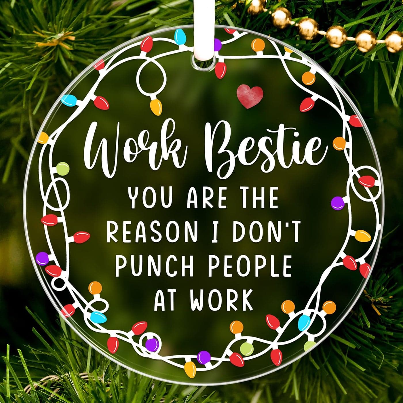 HEXMOZ Work Besties Gifts for Women Coworkers Gifts for Christmas Coworker Christmas Ornament 2025 Work Friends Gift for Women White Elephant Secret Santa Gift Ideas Acrylic Ornament 2025