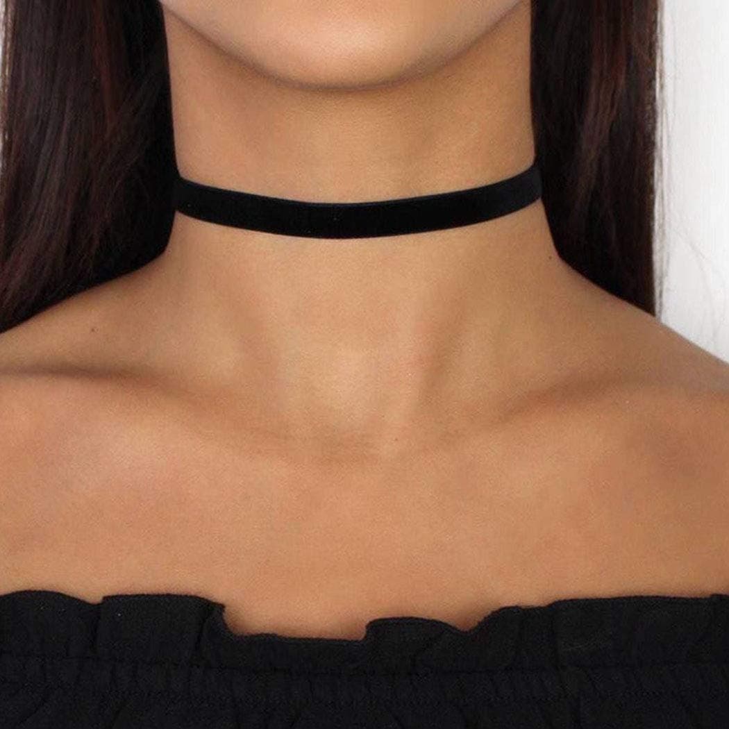 Zoestar Choker Necklace Black Velvet Collar Necklaces for Women(Gold)