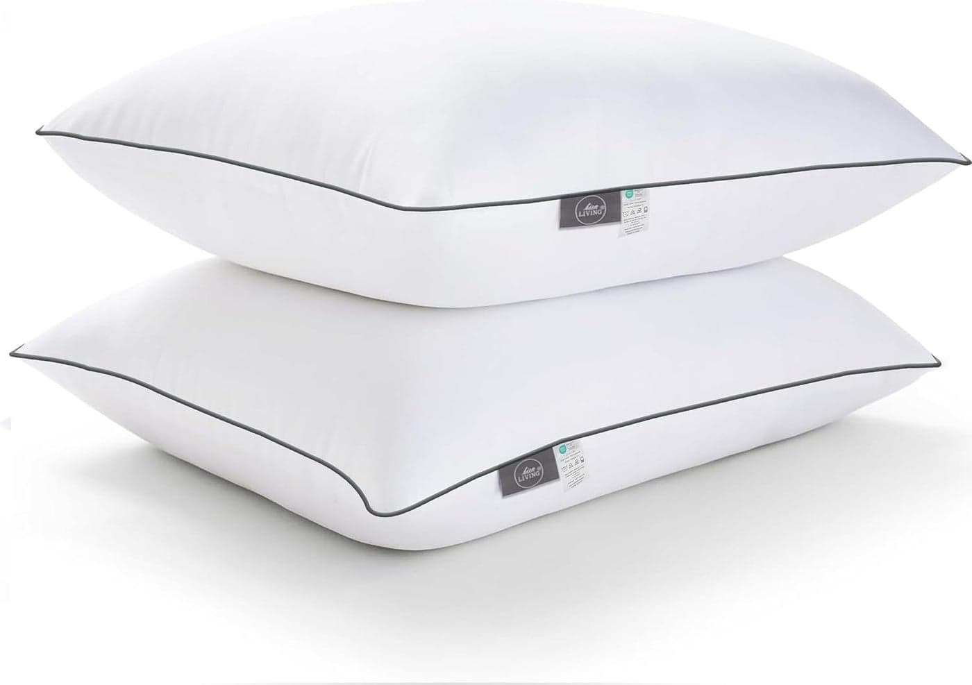 bien LIVING Extra Soft Microfiber Filled Plush Pillow Down Alternative Hypoallergenic Pillow 17 x 27 Inches White Pack of 2