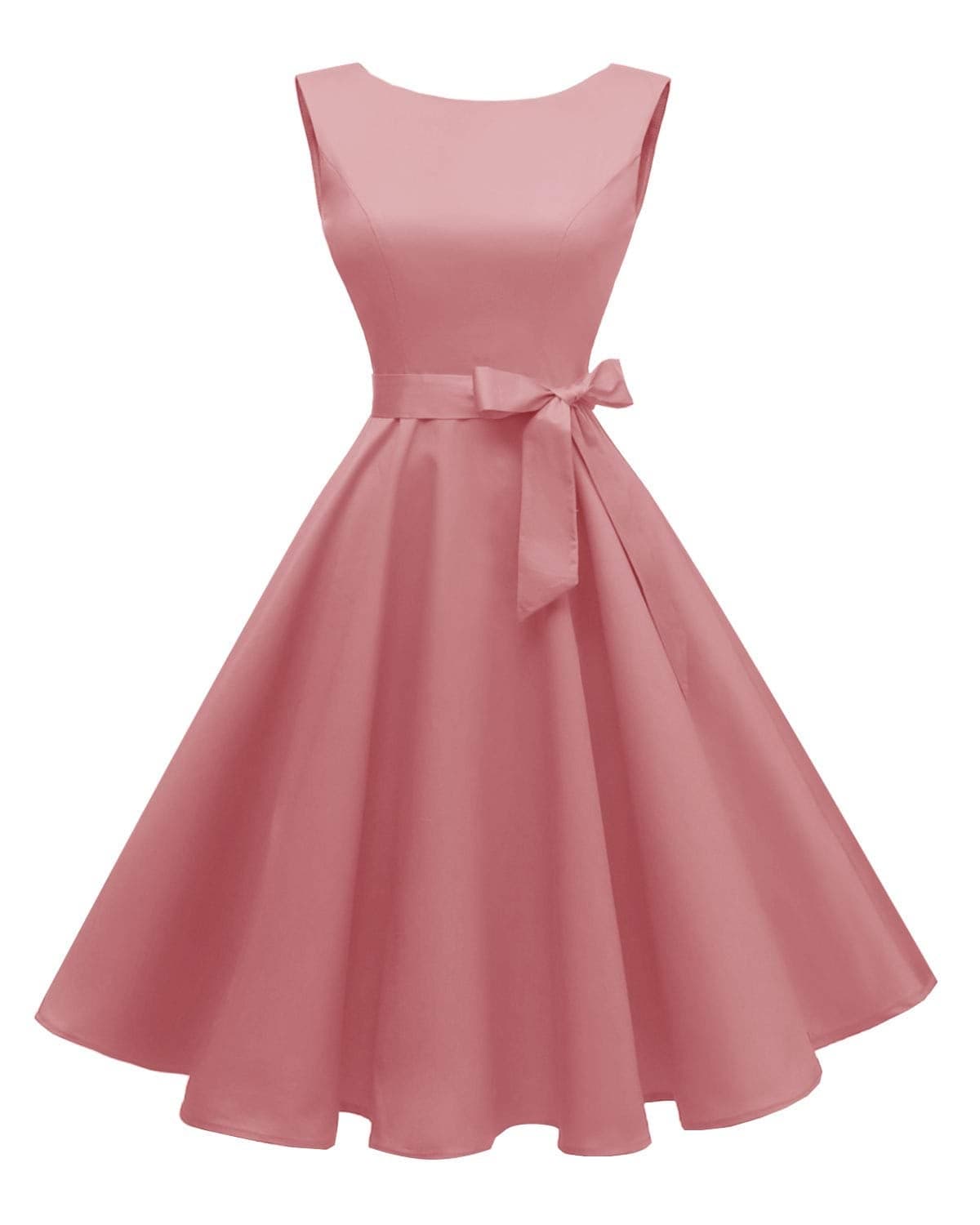 Hanpceirs Women's Boatneck Sleeveless Swing Vintage 1950s Cocktail Dress Blush Pink XL