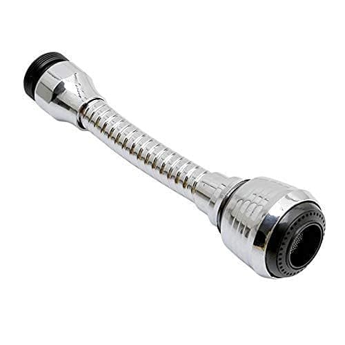 Flex 360 Flexible Water Saving Nozzle Faucet Turbo Sprayer Water Extender for Easy Clean Sink Bathroom Rinsing Fruits Etc Water Faucet Kitchen Tap 6 inch Silver
