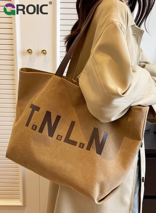 Tote Bags for Women, Fashion Large Handle Satchel Shoulder Bag Handbag with Zipper,Reusable Grocery Shopping Bags,Canvas Tote Bag