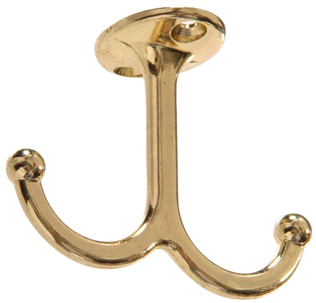 Hardware Essentials 852305 Under Shelf Coat Hook Brass Plated 2 Pack
